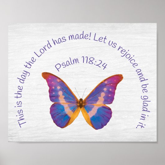 Psalm 118:24 en Waterverf Butterfly Poster (Voorkant)