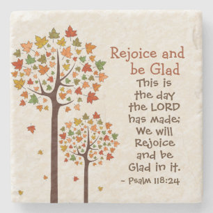 Psalm 118:24 Rejoice and be Glad, Autumn Trees Stenen Onderzetter