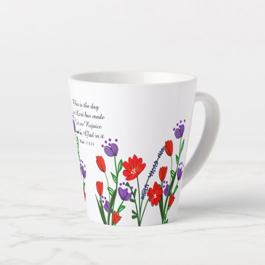 Psalm 118:24 Religieus Christelijk Verse Bloemen Latte Mok (Rechterhoek)