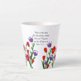Psalm 118:24 Religieus Christelijk Verse Bloemen Latte Mok