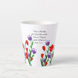 Psalm 118:24 Religieus Christelijk Verse Bloemen Latte Mok