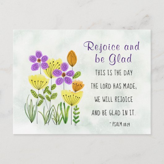 Psalm 118:24 This is the Day, Inspirational Floral Briefkaart (Voorkant)