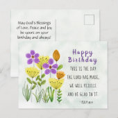 Psalm 118:24 Waterverf Bloemen Birthday Briefkaart (Voorkant / Achterkant)