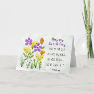 Psalm 118:24  Waterverf Bloemen Birthday Kaart