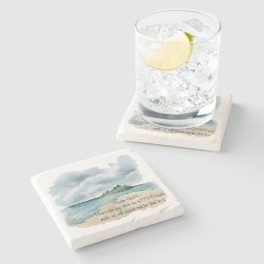 Psalm 118 A Day to Rejoice Clouds and Beach Scene Stenen Onderzetter (Zijkant)