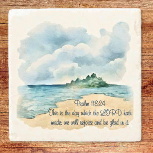 Psalm 118 Een Dag om te Vieren Wolken en Strand Sc Stenen Onderzetter