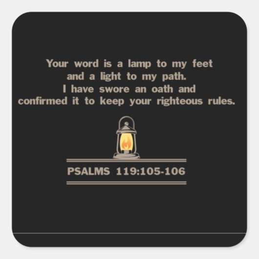 Psalm 119:105-106 vierkante sticker (Voorkant)