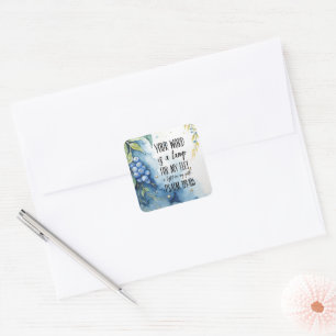 Psalm 119:105 Bijbelvers op Afbeelding Vierkante Sticker