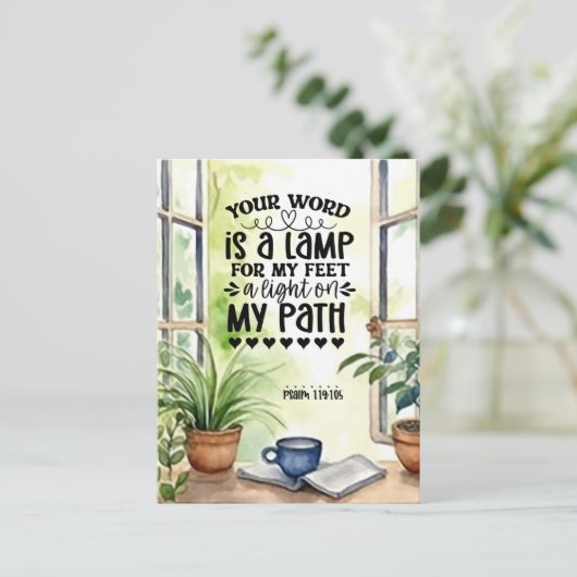 Psalm 119:105 Uw Woord is een Lamp Bijbelvers Briefkaart (Staand voorkant)