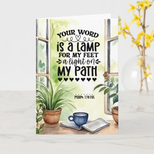 Psalm 119:105 Uw Woord is een Lamp Bijbelvers Kaart (Gele Bloem)