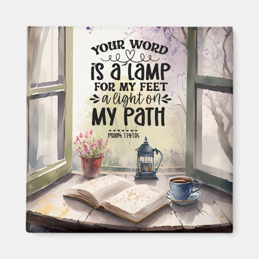 Psalm 119:105 Uw Woord is een Lamp Bijbelvers Magneet (Voorkant)