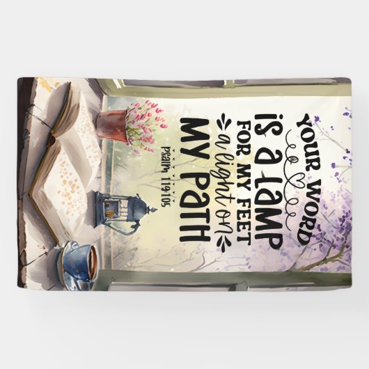 Psalm 119:105 Uw Woord is een Lamp Bijbelvers Spandoek (Horizontaal)