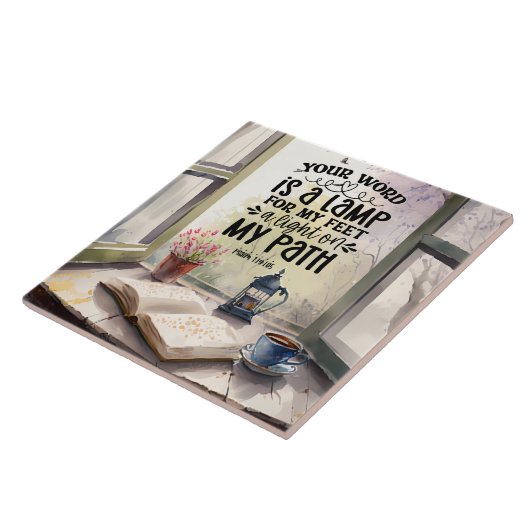 Psalm 119:105 Uw Woord is een Lamp Bijbelvers Tegeltje (Zijkant)