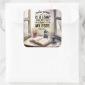 Psalm 119:105 Uw Woord is een Lamp Bijbelvers Vierkante Sticker (Tas)