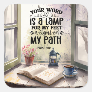Psalm 119:105 Uw Woord is een Lamp Bijbelvers Vierkante Sticker