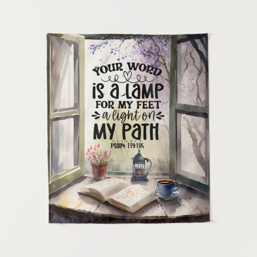 Psalm 119:105 Uw Woord is een Lamp Bijbelvers Wandkleed (Voorkant)