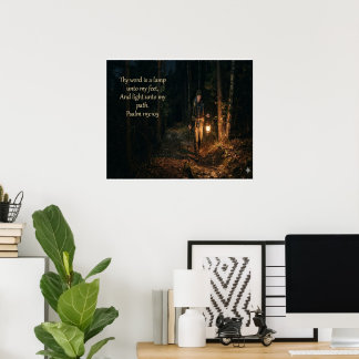 Psalm 119:105 Uw Woord is een Lamp voor Mijn Voete Poster