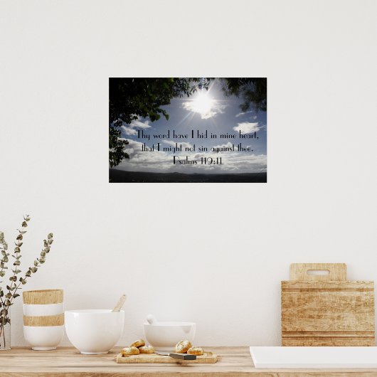 Psalm 119:11 tweeslachtig poster (Keuken)