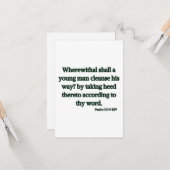 Psalm 119:9 KJV Bijbelscriptplatte groet Kaart (Voorkant / Achterkant in situ)
