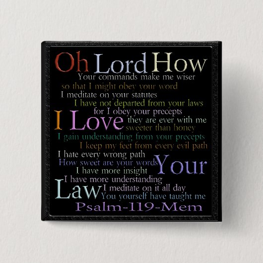 Psalm 119 Mem Stone tablet Vierkante Button 5,1 Cm (Voorkant)