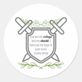 Psalm 119 Refuge & Shield Ronde Sticker