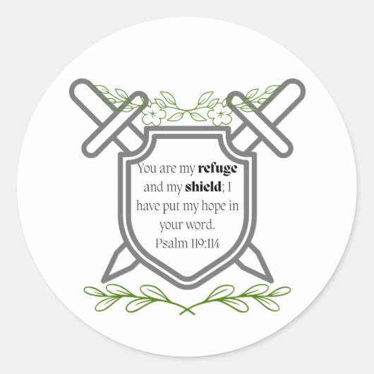 Psalm 119 Toevlucht & Schild Ronde Sticker (Voorkant)