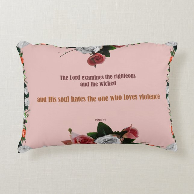 Psalm 11:5, geen geweld accent kussen (Voorkant)