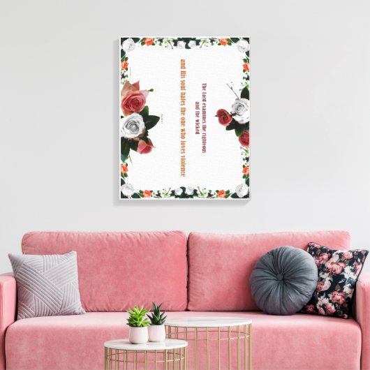 Psalm 11:5, geen geweld canvas afdruk (Insitu (Woonkamer))