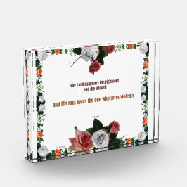 Psalm 11:5, geen geweld fotoblokken