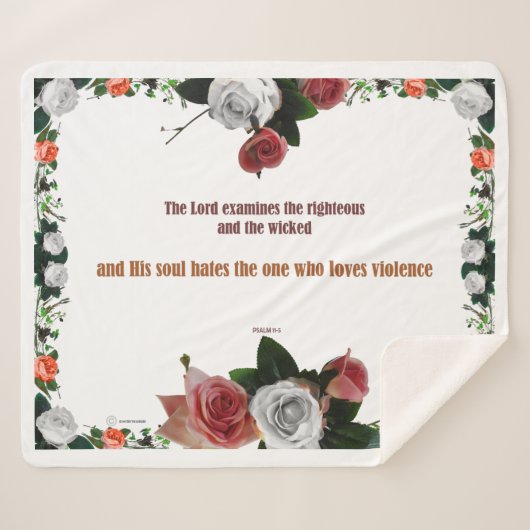 Psalm 11:5, geen geweld sherpa deken (Voorkant (horizontaal))