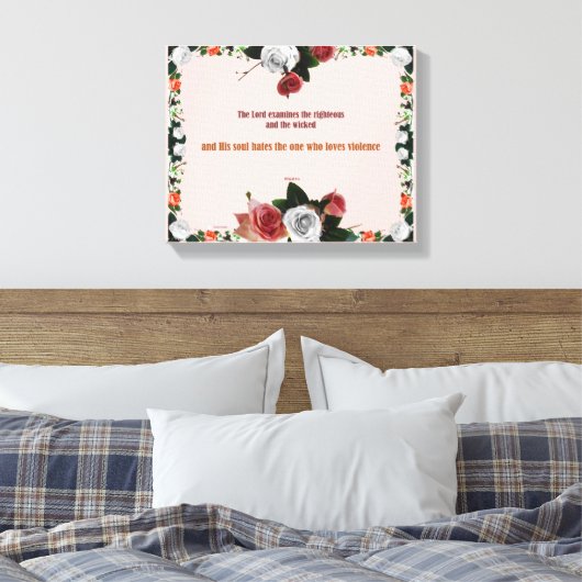 Psalm 11:5, No Violence Canvas Afdruk (Insitu (Slaapkamer))