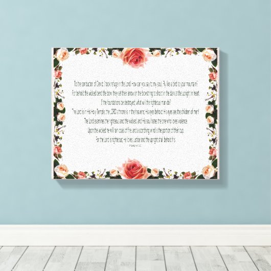 Psalm 11, ik heb een schuilplaats in de Heer Canvas Afdruk (Insitu (Houten vloer))