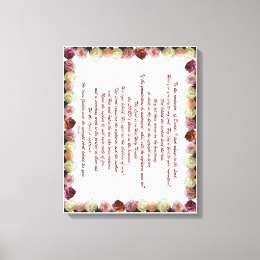 Psalm 11, Schrift, Bijbelversie, Canvas Afdruk (Voorkant)