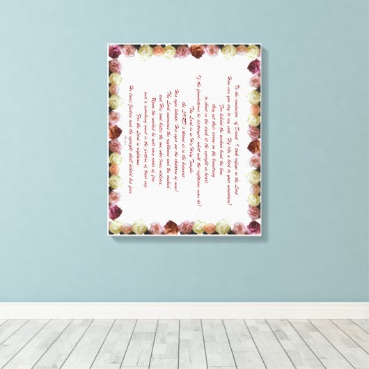 Psalm 11, Schrift, Bijbelversie, Canvas Afdruk (Insitu (Houten vloer))