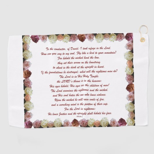 Psalm 11, Schrift, Bijbelversie, Golfhanddoek (Horizontaal)