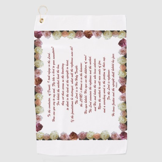 Psalm 11, Schrift, Bijbelversie, Golfhanddoek (Voorkant)