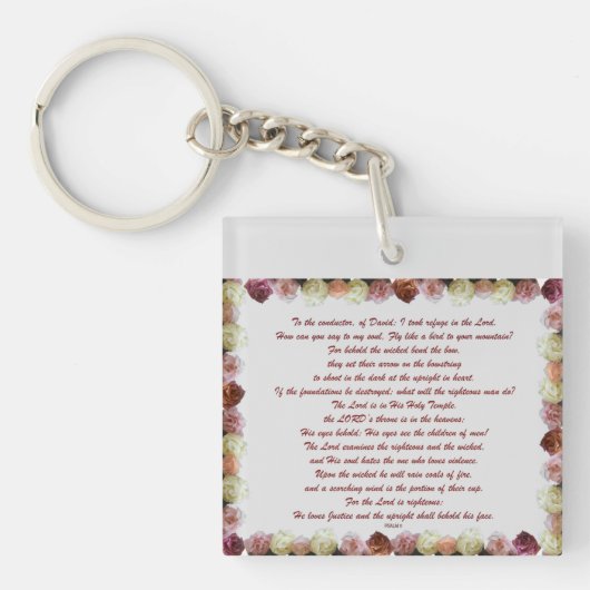 Psalm 11, Schrift, Bijbelversie, Sleutelhanger (voorkant)