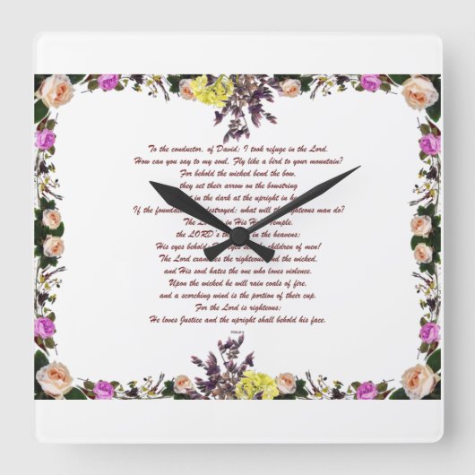 Psalm 11, vliegen als een vogel naar je berg, vierkante klok (Voorkant)