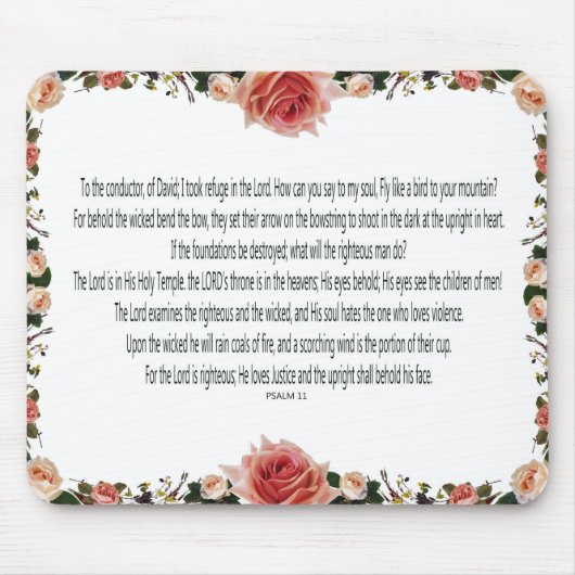 PSALM-11, Zie de Kinderen van Mannen, Roze Floral Muismat (Voorkant)