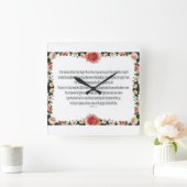 PSALM-11, Zie de Kinderen van Mannen, Roze Floral Vierkante Klok (Huis)