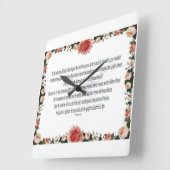 PSALM-11, Zie de Kinderen van Mannen, Roze Floral Vierkante Klok (Hoek)