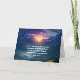 Psalm 121:1-2 berg zonsopgang Christelijk Geloof Notitiekaartje