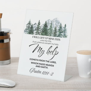 Psalm 121:1-2 Ik zal mijn ogen opheffen op de berg Reclamebord Met Voetstuk
