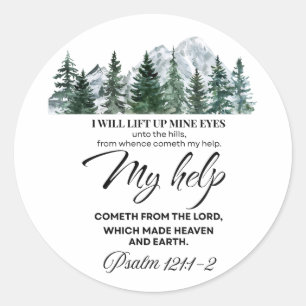 Psalm 121:1-2 Ik zal mijn ogen opheffen op de berg Ronde Sticker