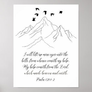 Psalm 121:1-2 ik zal Mijne ogen, Schrift omhoog ti Poster