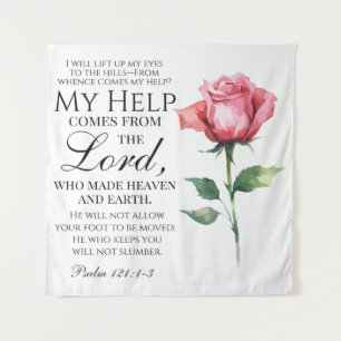 Psalm 121:1-3 Ik zal mijn ogen opheffen Enkel Roos Wandkleed