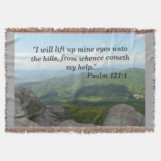 Psalm 121:1 Throw Blanket Blue Ridge Moutains Deken (Voorkant)