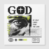 Psalm 121:2 Neon Lime Oog van God CRT Glitch Kunst (Voorkant)