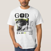 Psalm 121:2 Neon Lime Oog van God CRT Glitch Kunst T-shirt (Voorkant)