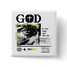 Psalm 121:2 Neon Lime Oog van God CRT Glitch Kunst